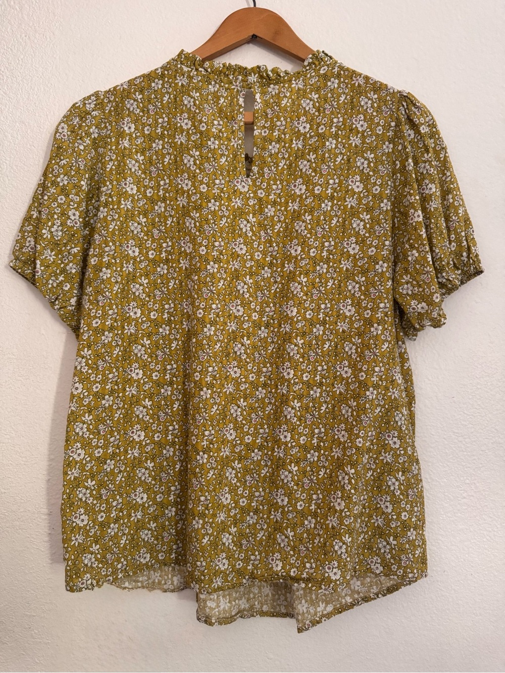 Carly Jean Los Angeles Mustard Floral Ruffle-Neck Top - Picture 5 of 6